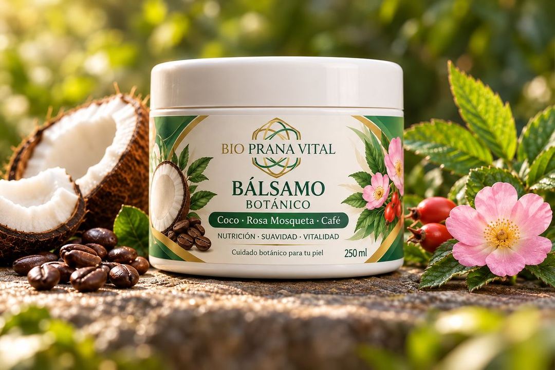 Bálsamo Botánico Bio Prana Vital con coco, rosa mosqueta y café