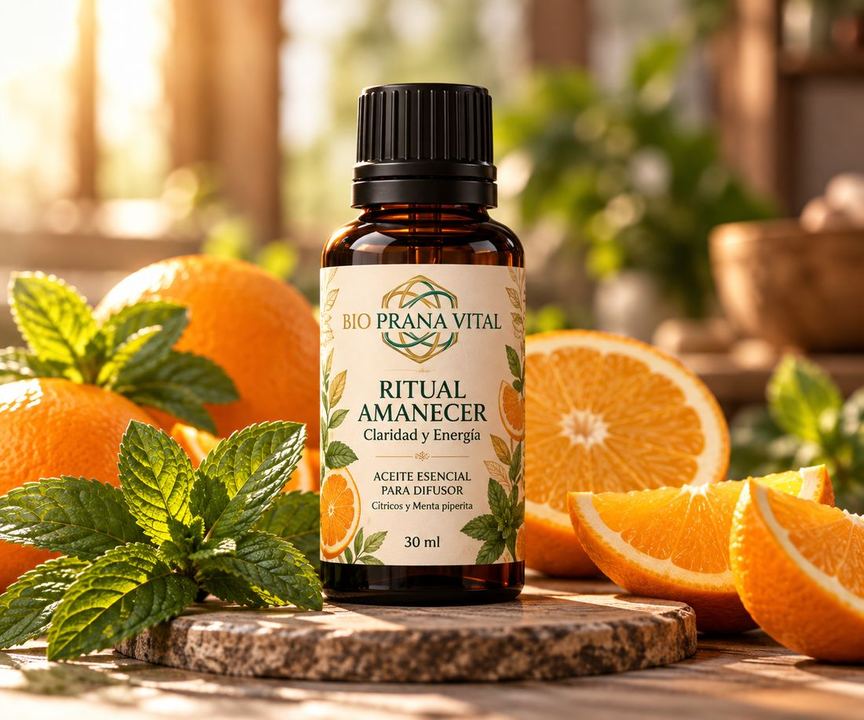 Aceite esencial Ritual Amanecer Bio Prana Vital con naranjas y menta